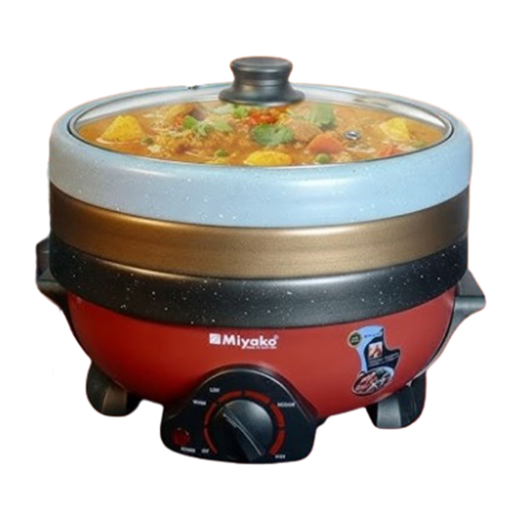 Miyako Multifunctional 3.5Ltr Electric Curry Cooker 3 Pot With 3 Glass Lid-MC-400T