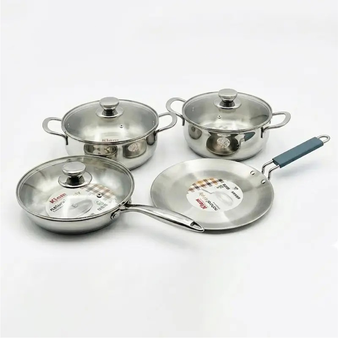 Kiam Premium Natural Tri-Ply Stainless Steel-7Pcs Cookware Set