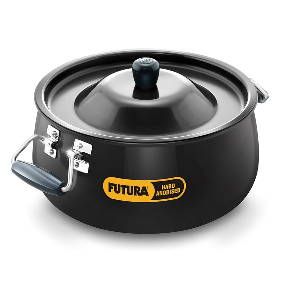 Hawkins Futura Bigboy Biryani Handi, Polished Hard Anodised Pot with Hard Anodised Lid, Sauce Pan for Cooking and Serving Biriyani